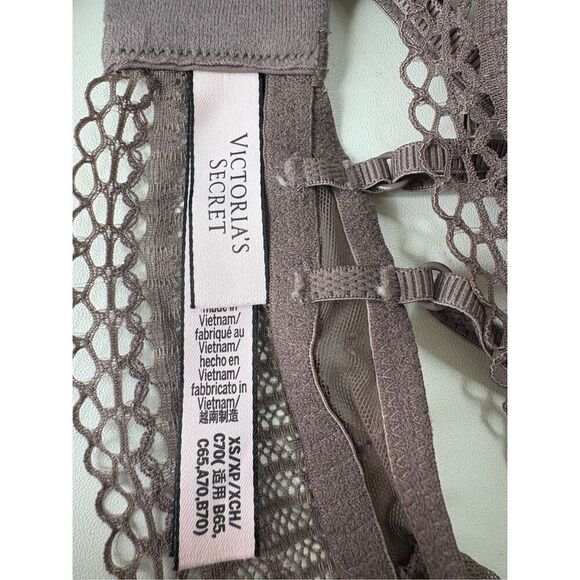 Victoria’s Secret Bra Bralette Lace Mesh Adjustable Straps Greige Women XS - Picture 3 of 3
